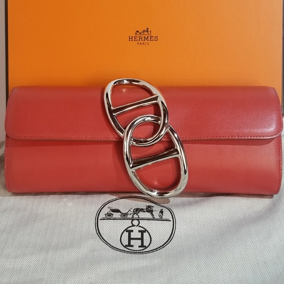 Hermes Handbags - Hermes Egee Pouchette Clutch Bag Red 100% AUTH